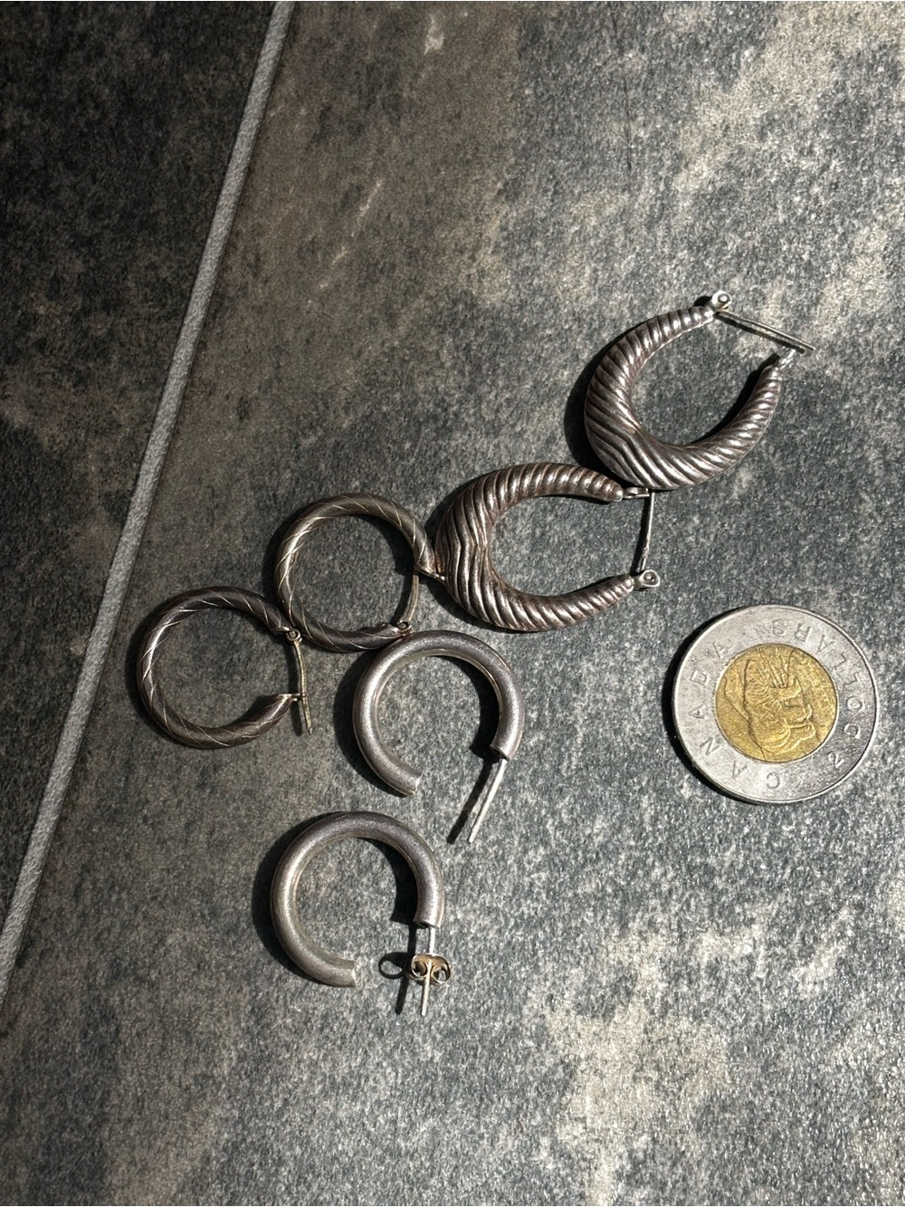 3 sterling Hoop Earrings Set - Classic Blackened Silver Finish
